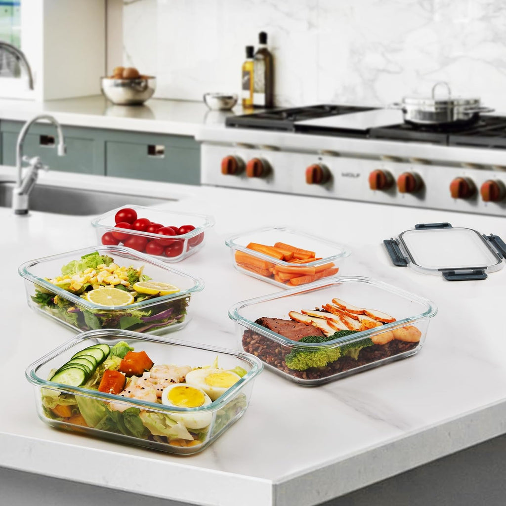 Glass Meal Prep Containers with Lids for Storage