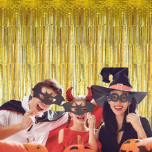 Load image into Gallery viewer, Gold Foil Fringe Curtain Metallic Tinsel Streamers