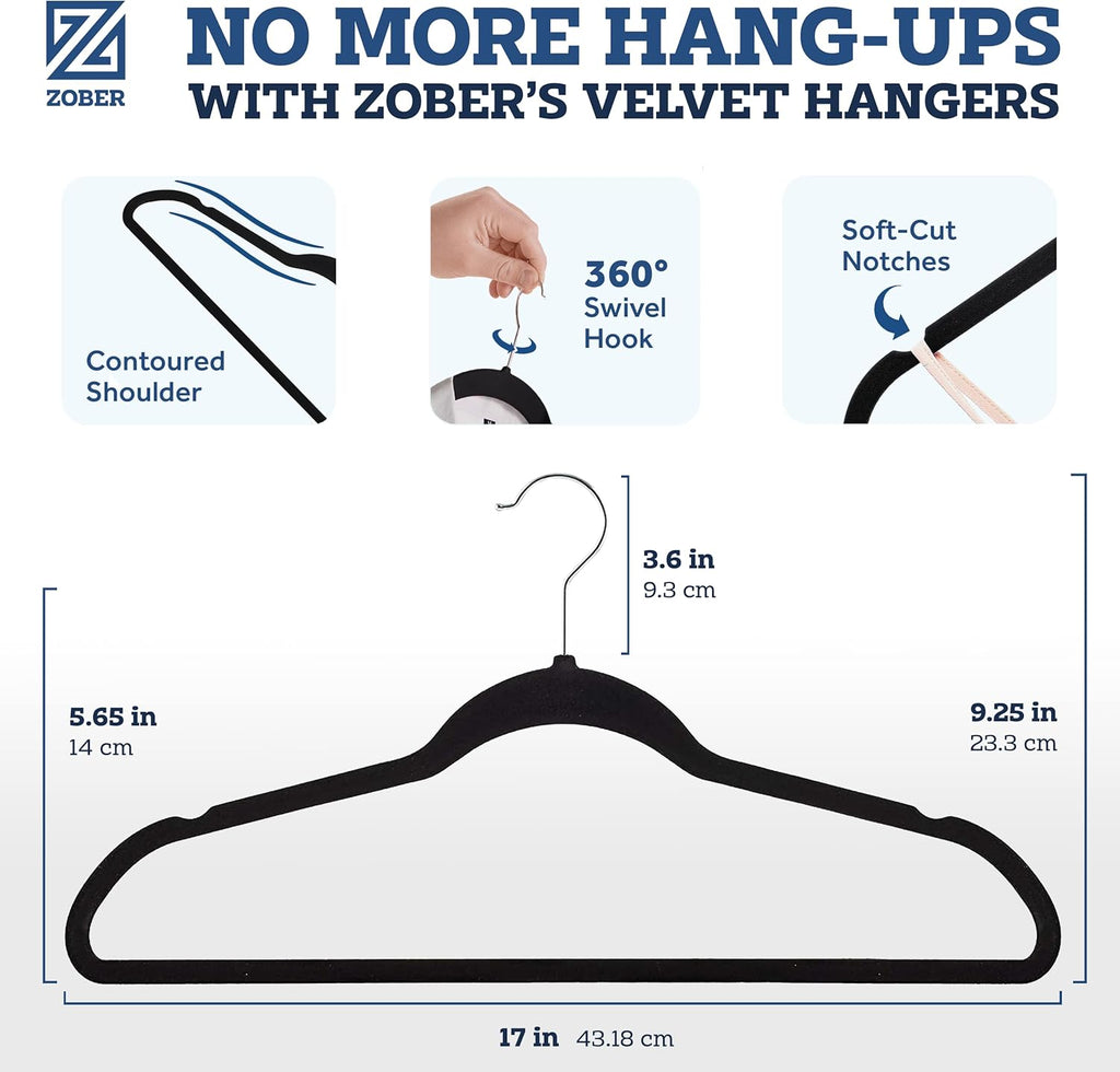 Non Slip Velvet Hangers Ultra Thin Space Saving Swivel Hook
