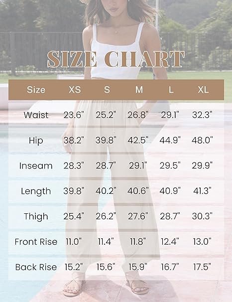 Women's Cotton Linen Summer Palazzo Pants Wide Leg