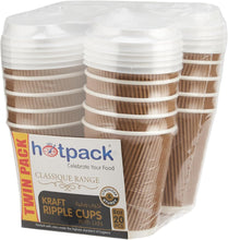 Load image into Gallery viewer, Disposable Twin Pack Kraft Coffee Cup with Lid