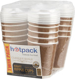 Disposable Twin Pack Kraft Coffee Cup with Lid