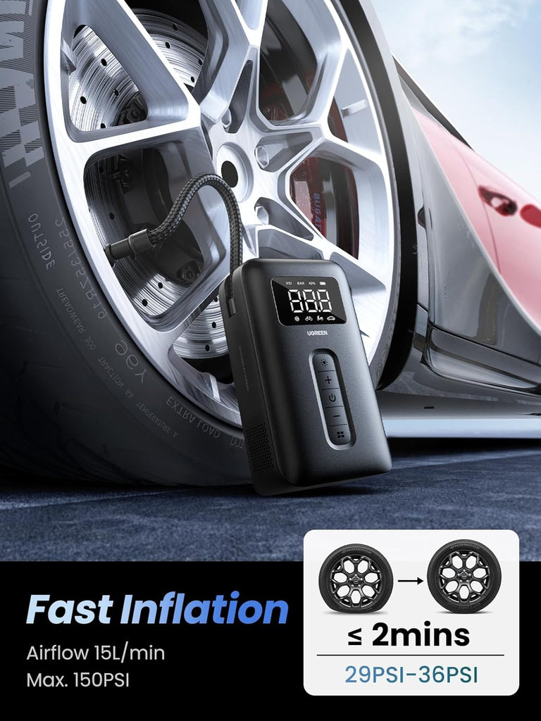 UGREEN Portable Air Compressor Digital Tire Pressure Detection