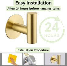 Load image into Gallery viewer, Gold Self Adhesive Towel Hook and Wall Mount Hooks