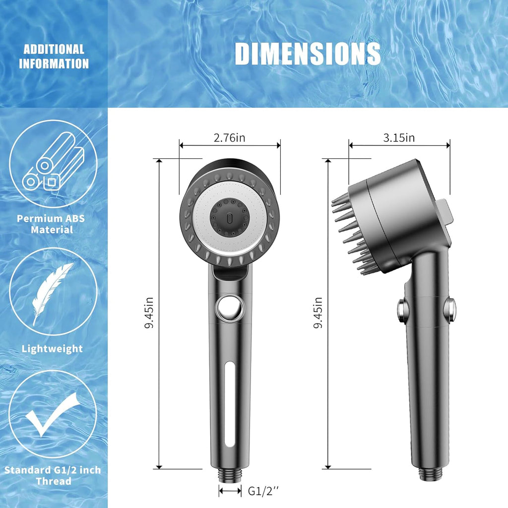 Filtered Shower Head with Handheld High Pressure Water Flow