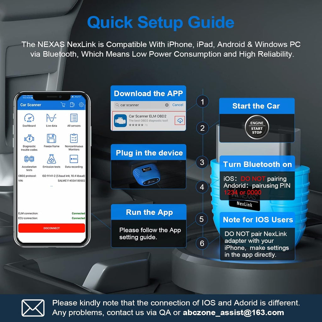 Autophix NexLink Bluetooth OBD2 Scanner Wireless Code Reader