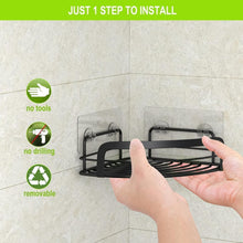 Load image into Gallery viewer, Black Corner Shower Caddy Stainless Steel Shower Wall