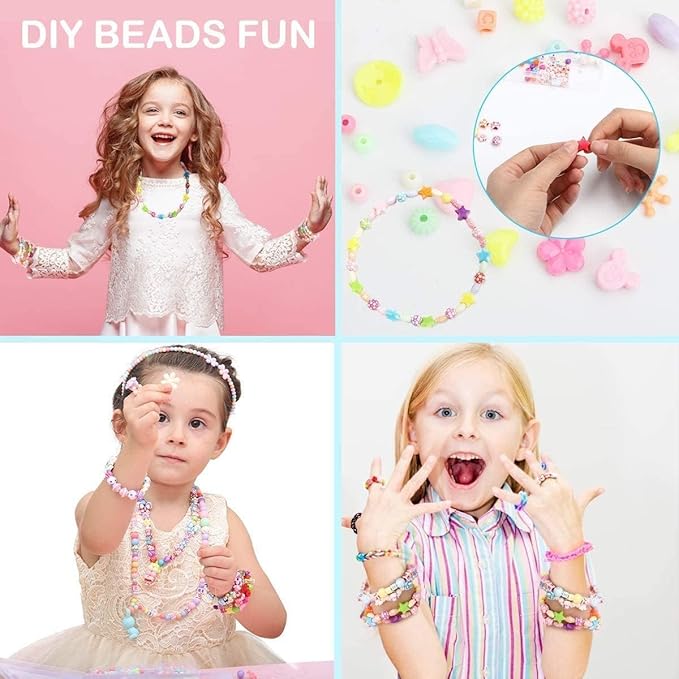 Mumoo Bear DIY Bead Set Pony Alphabet Pop Beads for Kids Girls