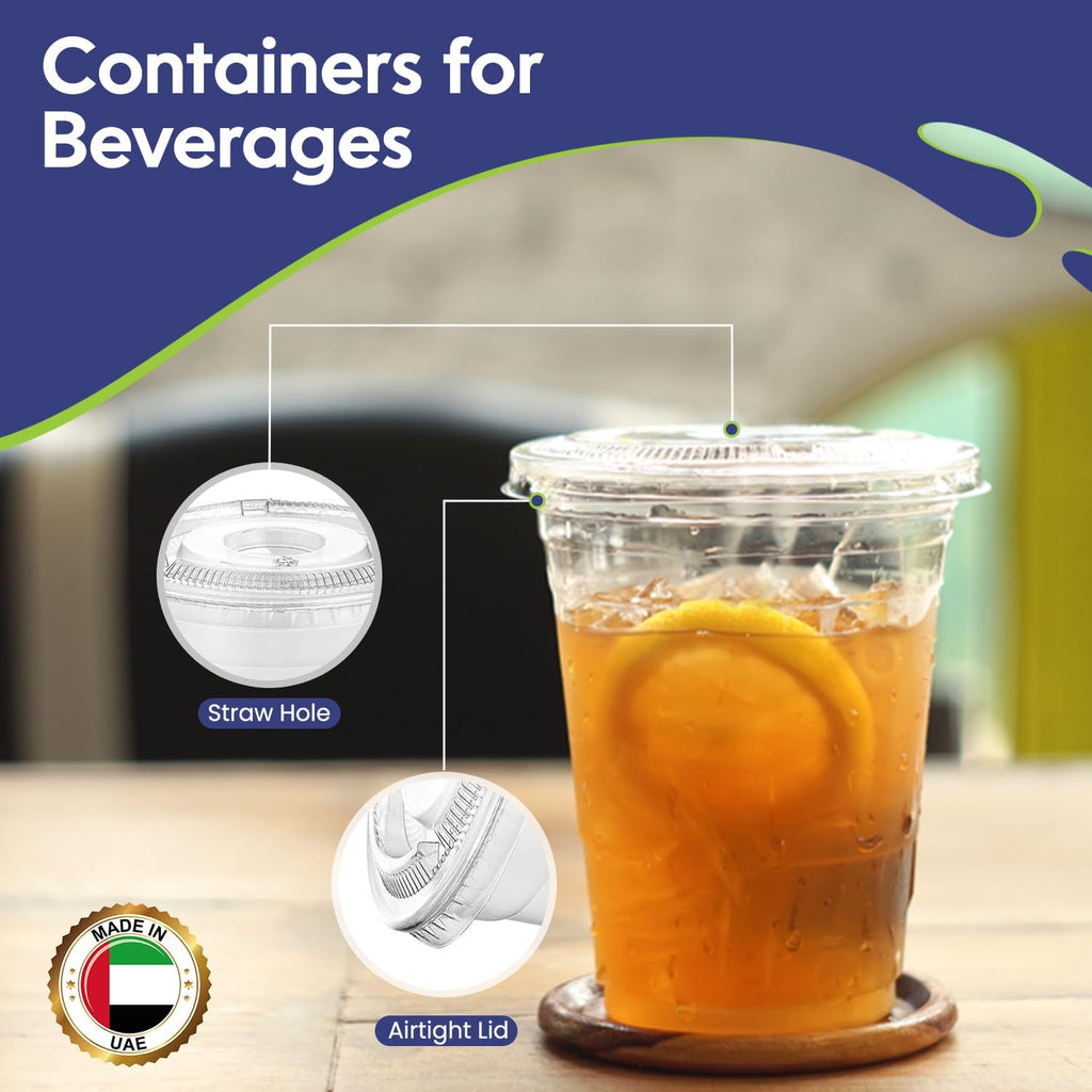 Packing Juice Cup 16Oz Clear Lid Disposable 25 Pieces