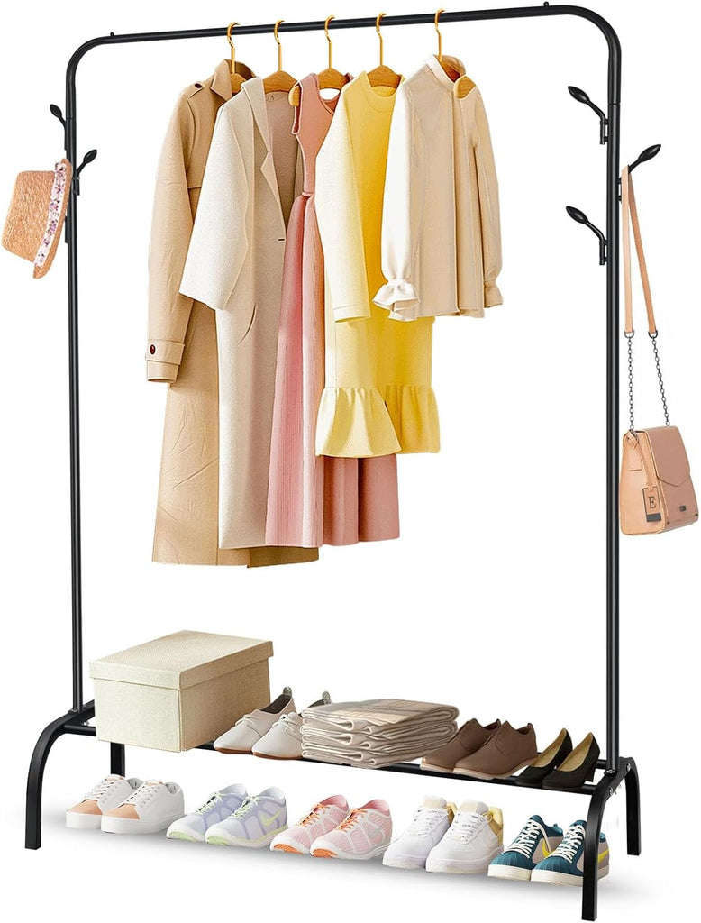 Multipurpose Clothing Garment Rack with Shelves and Storage