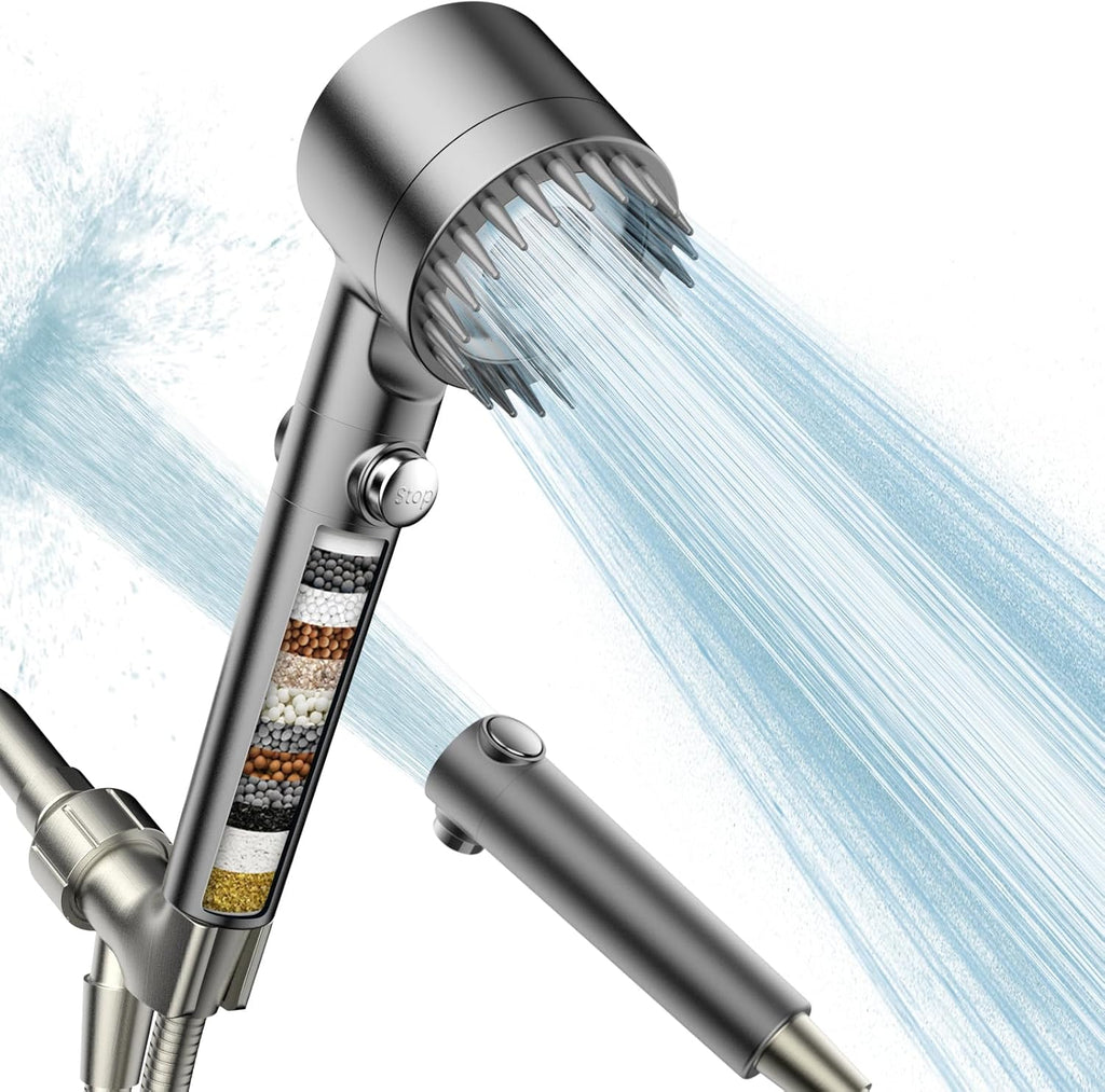 Filtered Shower Head with Handheld High Pressure Water Flow