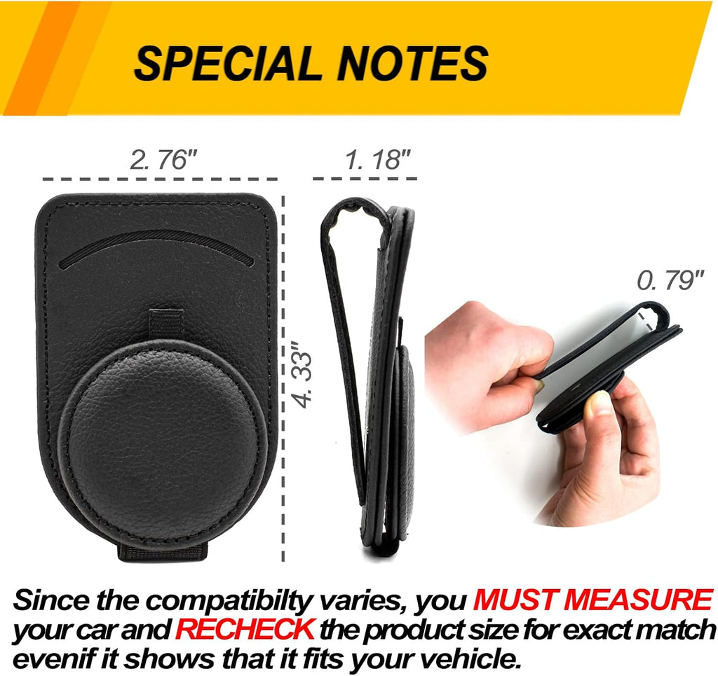 Sufilux Sunglass Holder for Car Visor Leather Black