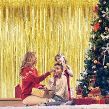 Load image into Gallery viewer, Gold Foil Fringe Curtain Metallic Tinsel Streamers