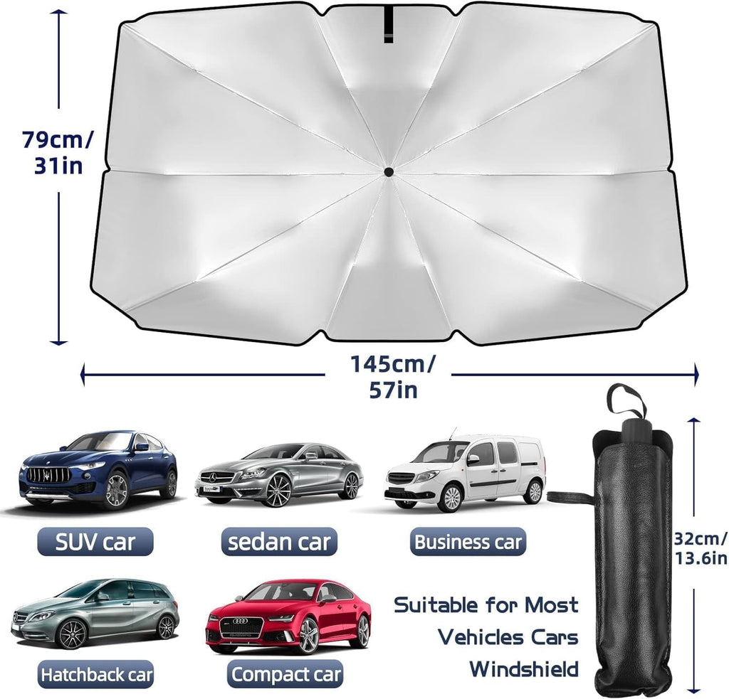 KALEDE Windshield Sun Shade Umbrella for Car Foldable