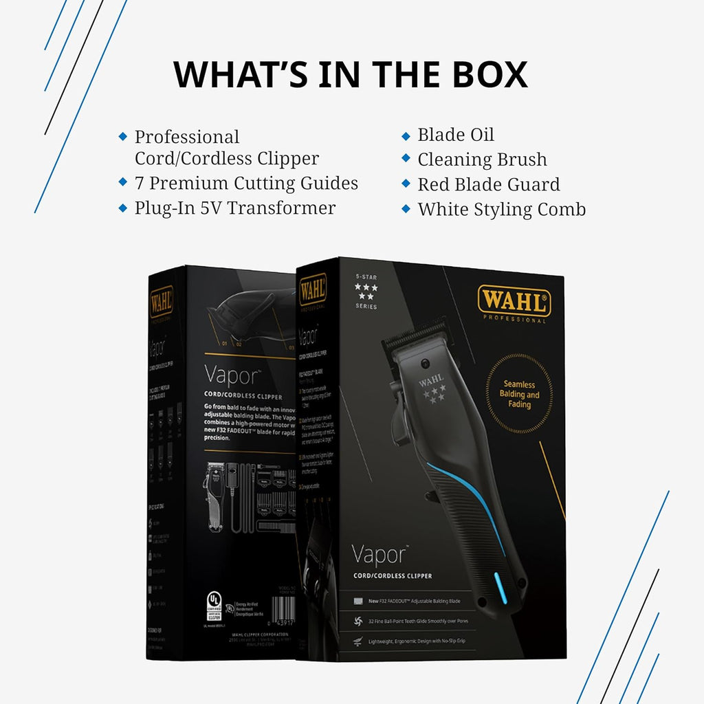 Wahl Professional Vapor Clipper Corded Cordless F32 Adjustable Balding Blade