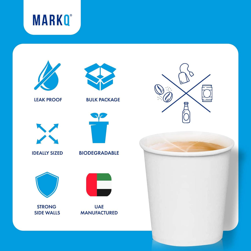 MARKQ White Paper Cups for Coffee Tea Water