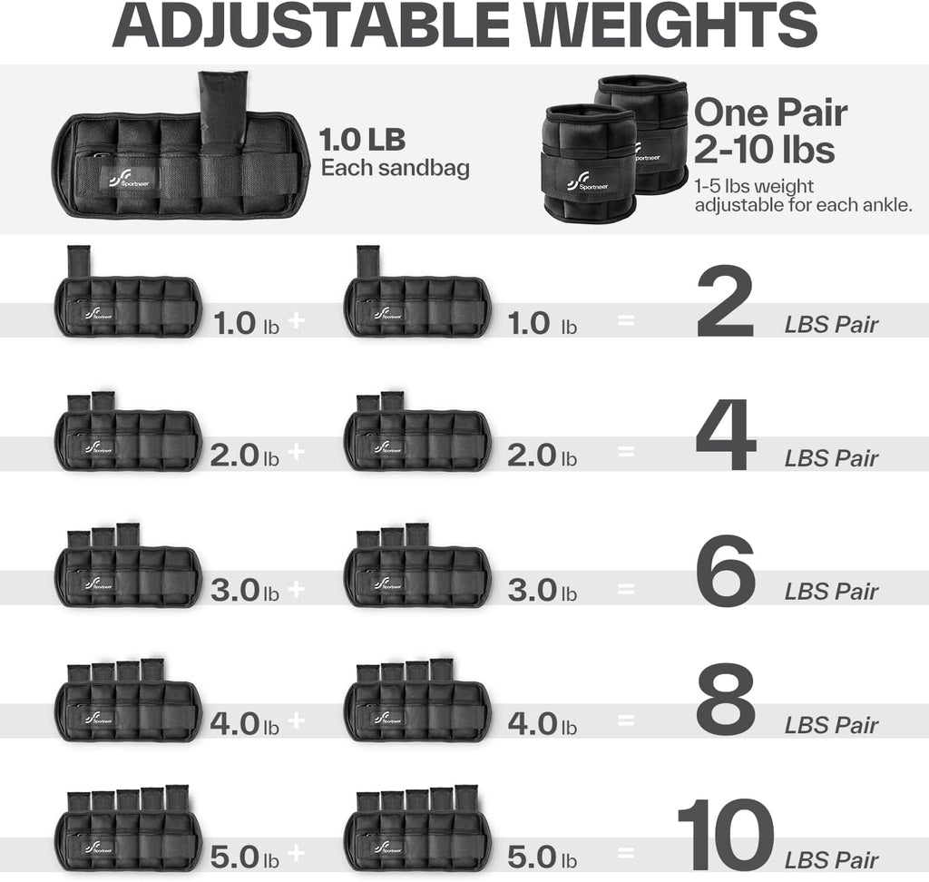 Adjustable Ankle Weights for Gym Fitness Walking Jogging