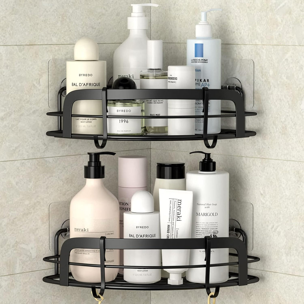 Black Corner Shower Caddy Stainless Steel Shower Wall