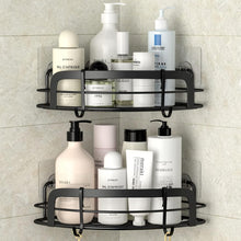 Load image into Gallery viewer, Black Corner Shower Caddy Stainless Steel Shower Wall