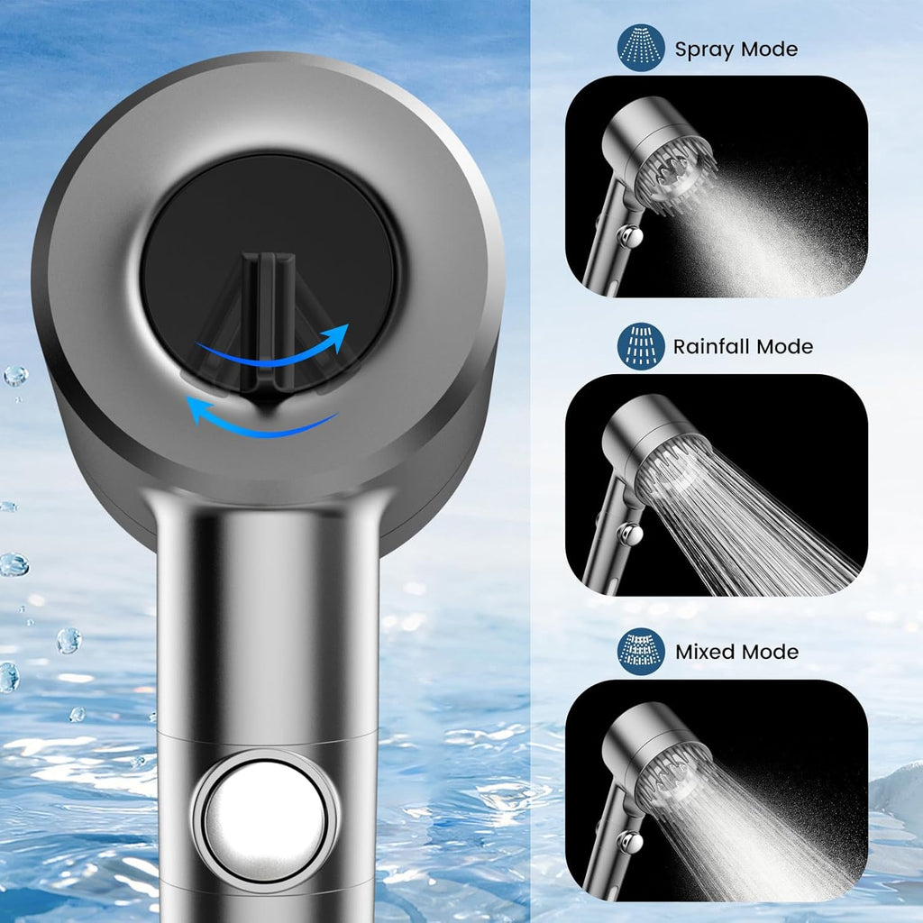 Filtered Shower Head with Handheld High Pressure Water Flow