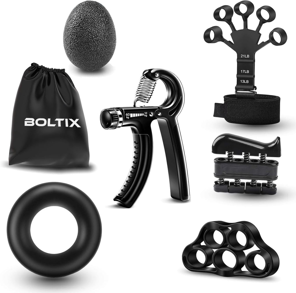 Boltix Grip Strength Trainer Kit with Finger Exerciser and Hand