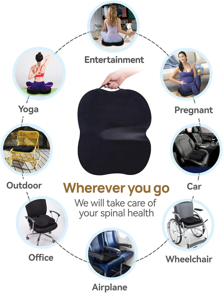 Memory Foam Orthopedic Seat Cushion for Lower Back Pain Relief