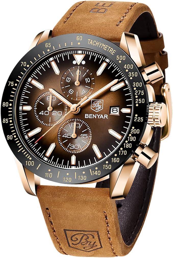 Mens Watch 100M Waterproof Chronograph Date Quartz Movement