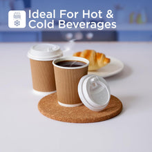 Load image into Gallery viewer, Disposable Twin Pack Kraft Coffee Cup with Lid