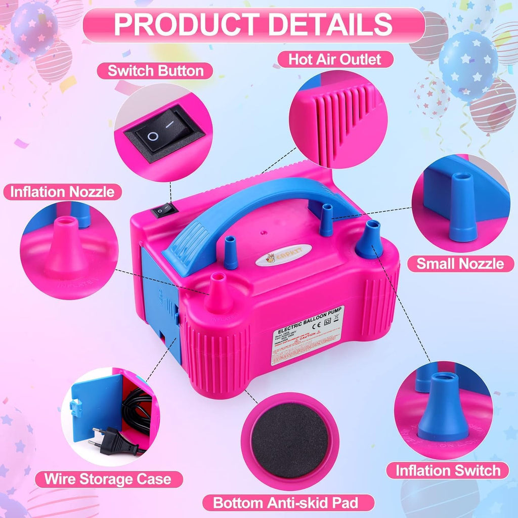 Electric Air Balloon Pump Set Dual Nozzle Balloon Inflator