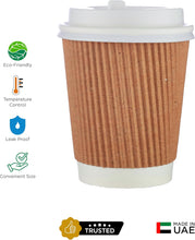 Load image into Gallery viewer, Disposable Twin Pack Kraft Coffee Cup with Lid