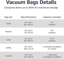 Load image into Gallery viewer, Amazon Basics Vacuum Compression Storage Bags Large