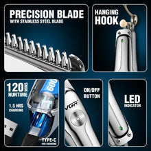 Load image into Gallery viewer, VGR Mens Cordless Hair Clipper Trimmer with Combs Silver