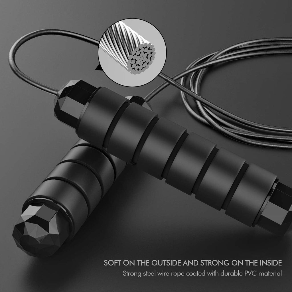 Tangle Free Jump Rope with Ball Bearings Adjustable Steel Cable