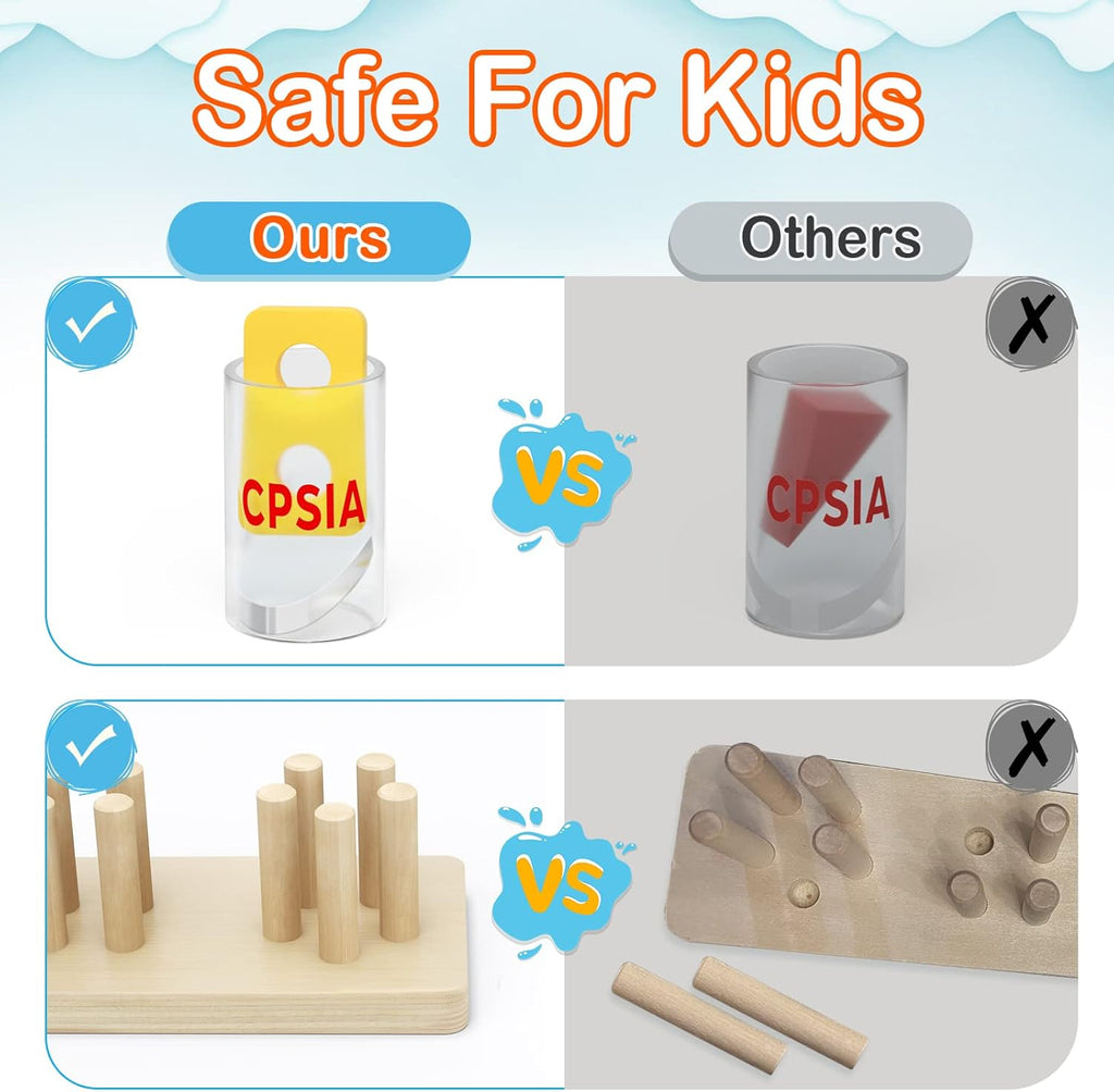 Montessori Wooden Sorting Stacking Toys for Toddlers Kids Educational