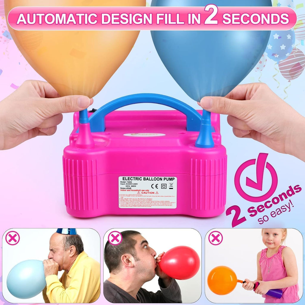 Electric Air Balloon Pump Set Dual Nozzle Balloon Inflator