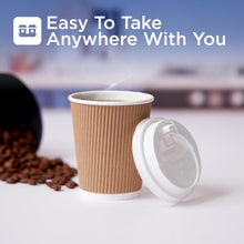 Load image into Gallery viewer, Disposable Twin Pack Kraft Coffee Cup with Lid