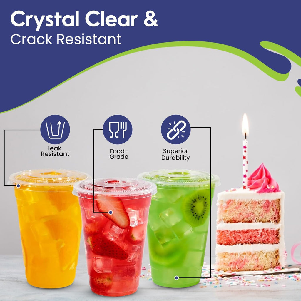 Packing Juice Cup 16Oz Clear Lid Disposable 25 Pieces