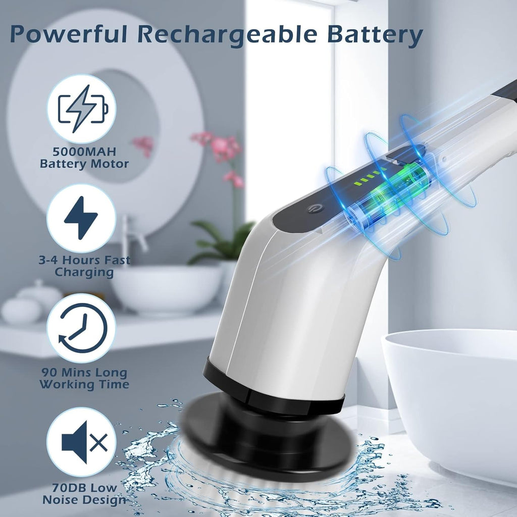 Cordless Electric Spin Scrubber with Brush Heads