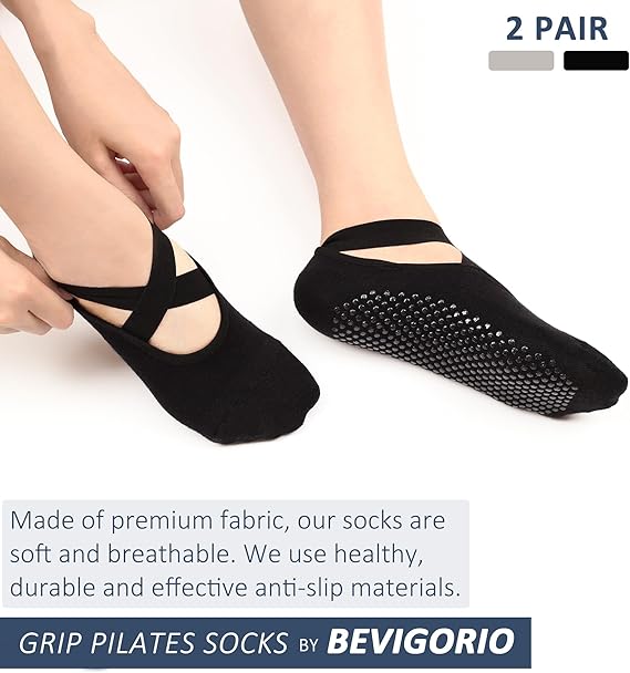Grip Pilates Socks Straps Cushion Yoga Socks for Women Non Slip