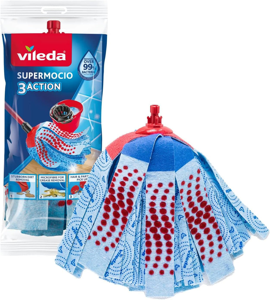 Vileda Supermocio Floor Mop Refill Red Spot Eraser Microfiber