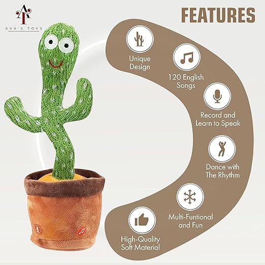 Avas Toys Dancing Cactus Talking Singing Toy