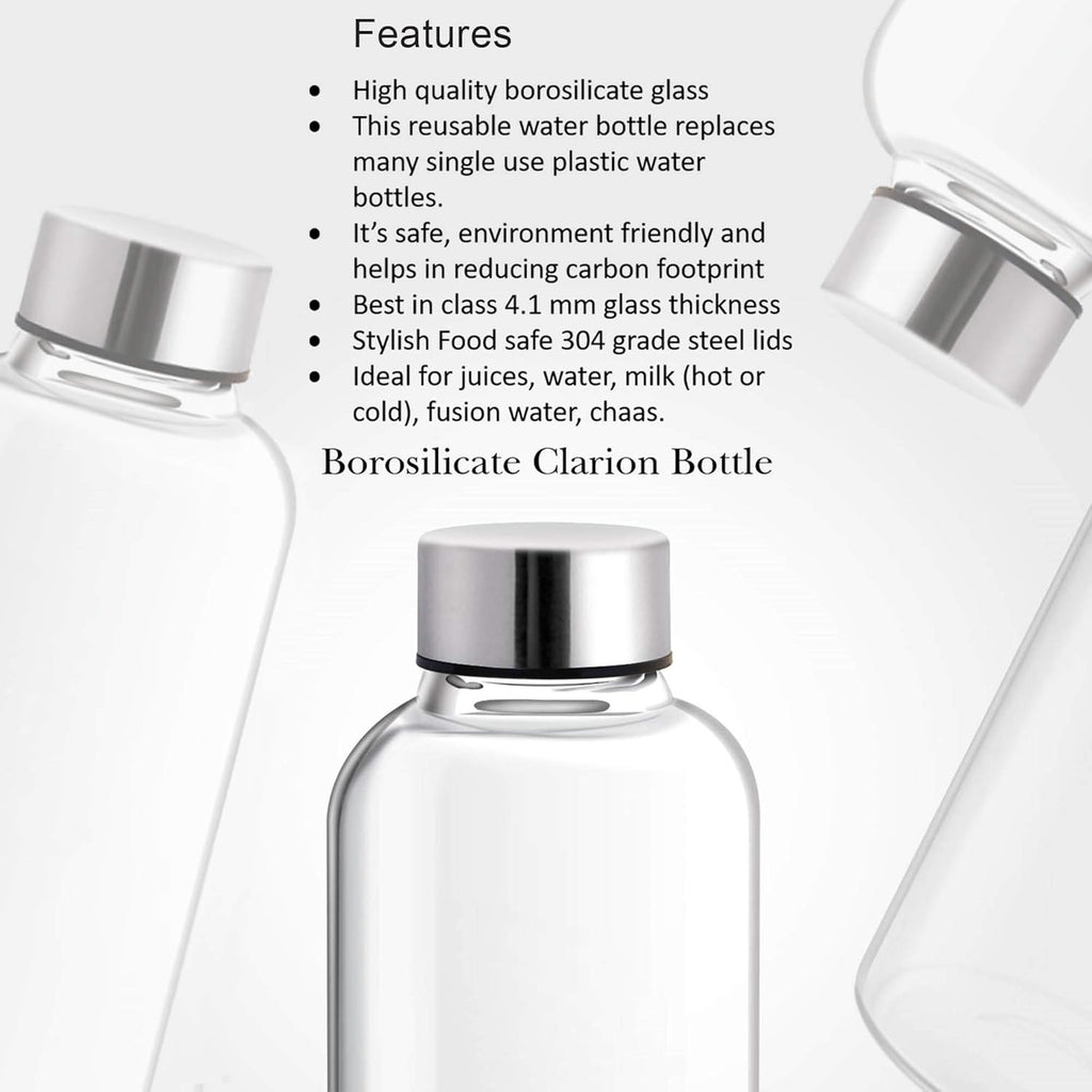 Milton Clarion Borosilicate Glass Water Bottle