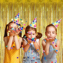Load image into Gallery viewer, Gold Foil Fringe Curtain Metallic Tinsel Streamers