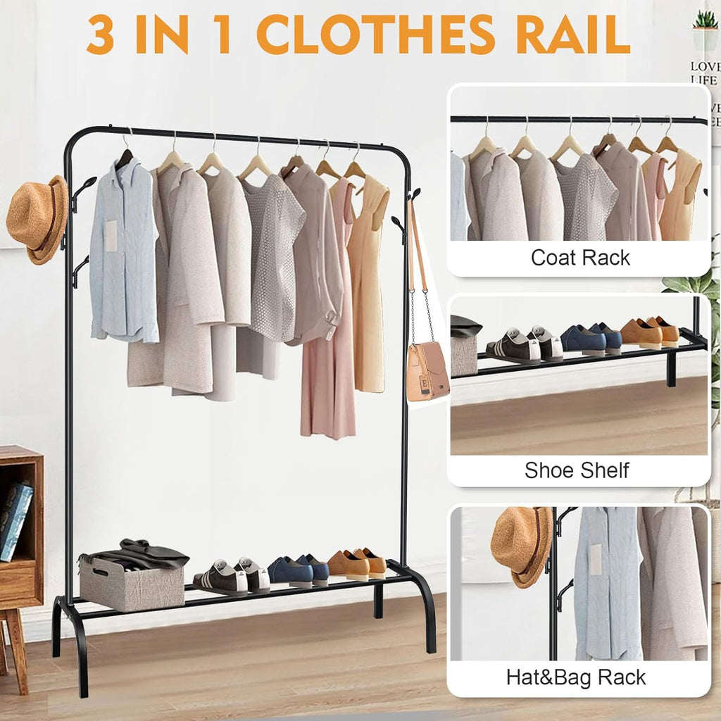 Multipurpose Clothing Garment Rack with Shelves and Storage