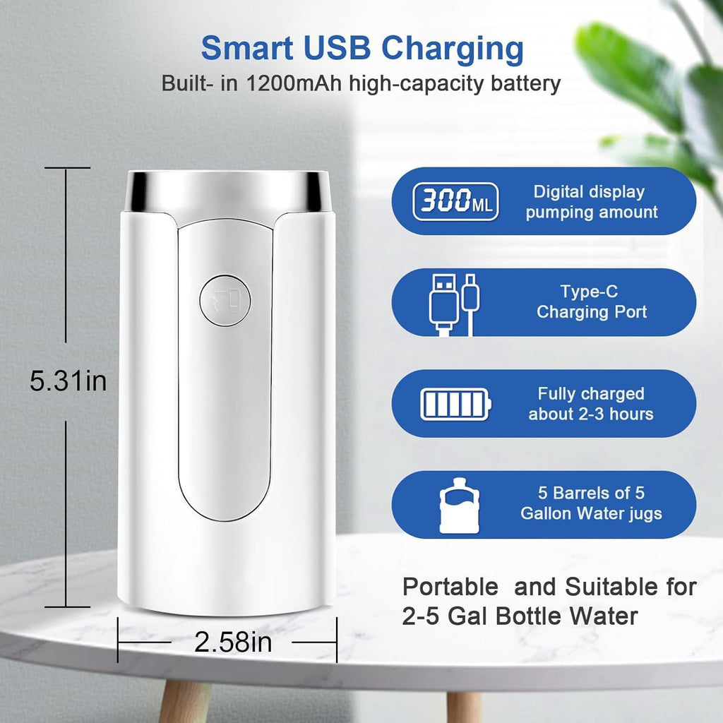 Rness Water Bottle Pump Dispenser Foldable Spout Smart LED Display