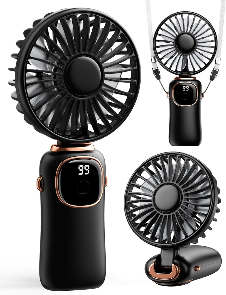Portable Handheld Fan with LED Display and Battery