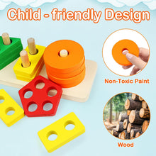 Load image into Gallery viewer, Montessori Wooden Sorting Stacking Toys for Toddlers Kids Educational