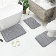 Load image into Gallery viewer, Bathroom Rug Set Memory Foam Non Slip Absorbent Machine Washable Grey