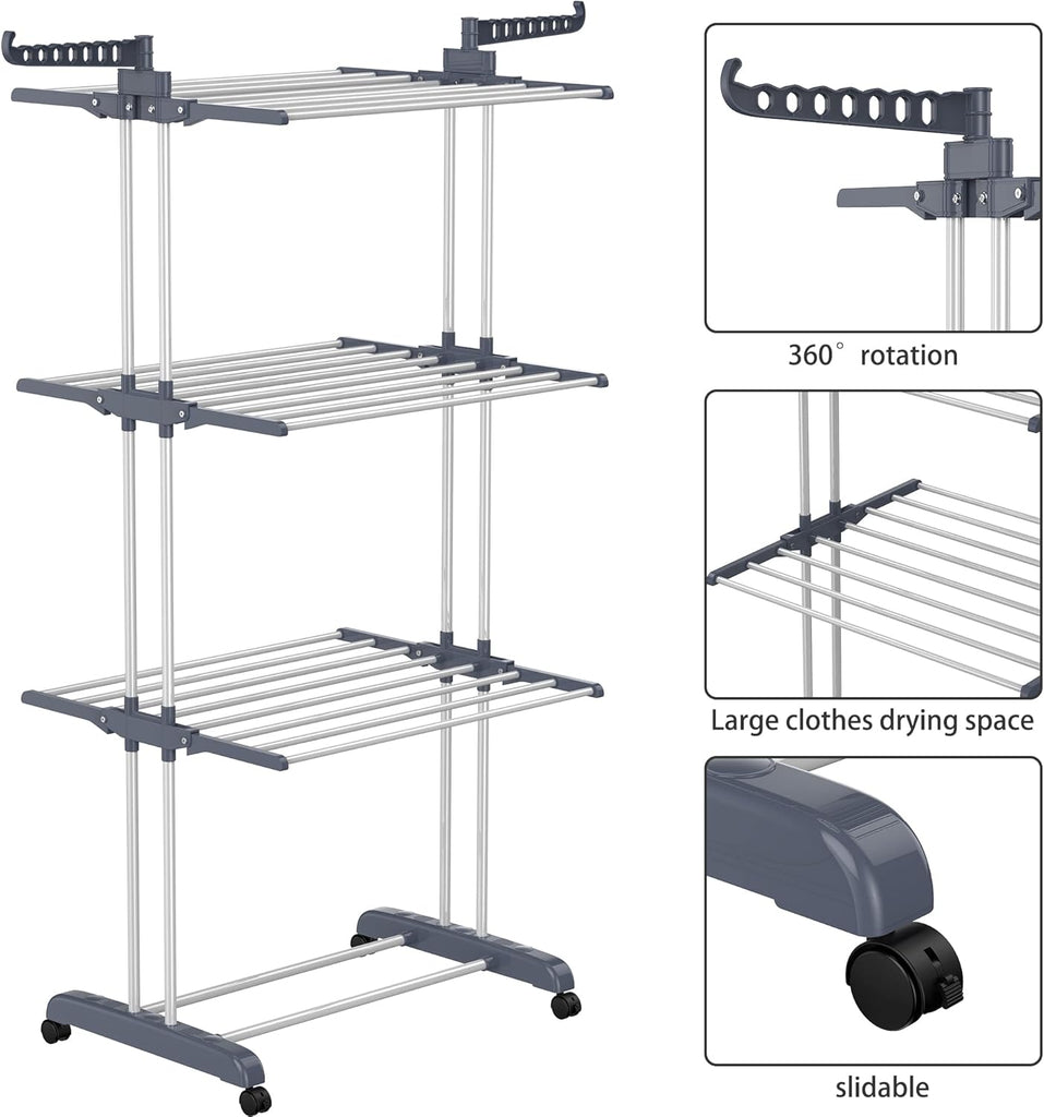 HOMIDEC Clothes Drying Rack Oversized Foldable Stainless Steel
