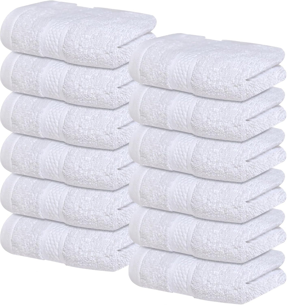 Premium White Wash Cloths and Face Towels Set Cotton